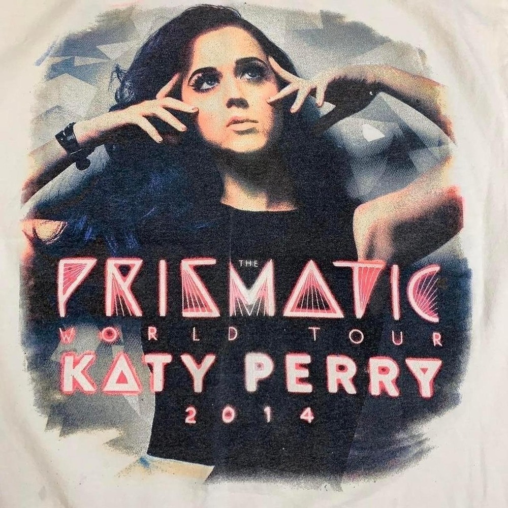 Katy Perry Prismatic World Tour 2014 White Graphic‎ T-Shirt Hanes Mens Medium